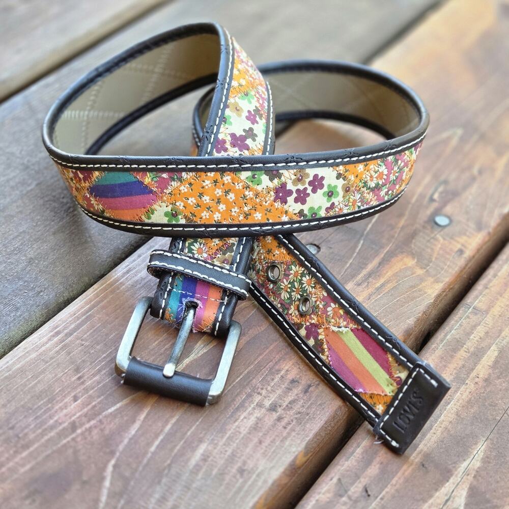 Levi’s XL Boho Patchwork Floral Belt Western Festival 70s Hippie